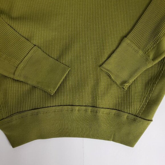 Free People Waffle Knit V-Neck Top Slouchy Oversized Beachy Boho Green NWT - Picture 5 of 10